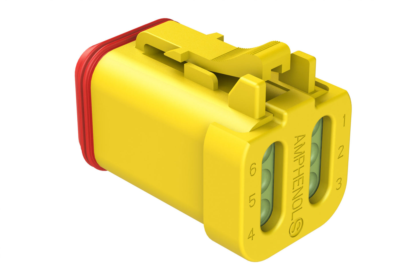 AT06-6S-MM01YEL 6-Way Plug, Female Connector with Reduced Diameter Seal (E-Seal) and End Cap, Yellow