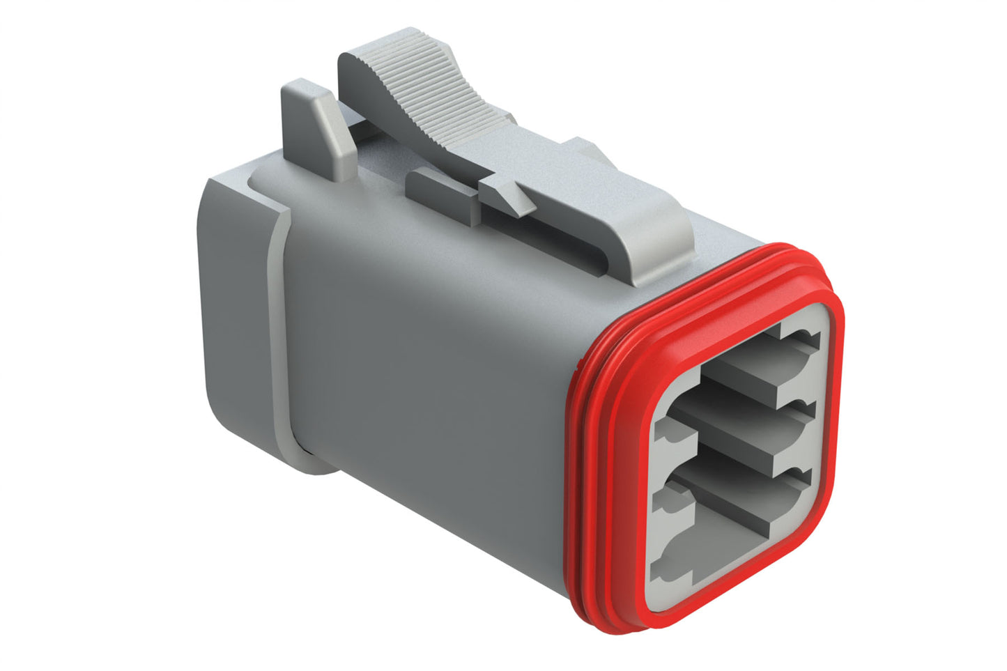 AT06-6S-MM01 6-Way Plug, Female Connector with Reduced Diameter Seal (E-Seal) and End Cap, Grey. DT06-6S-CE01
