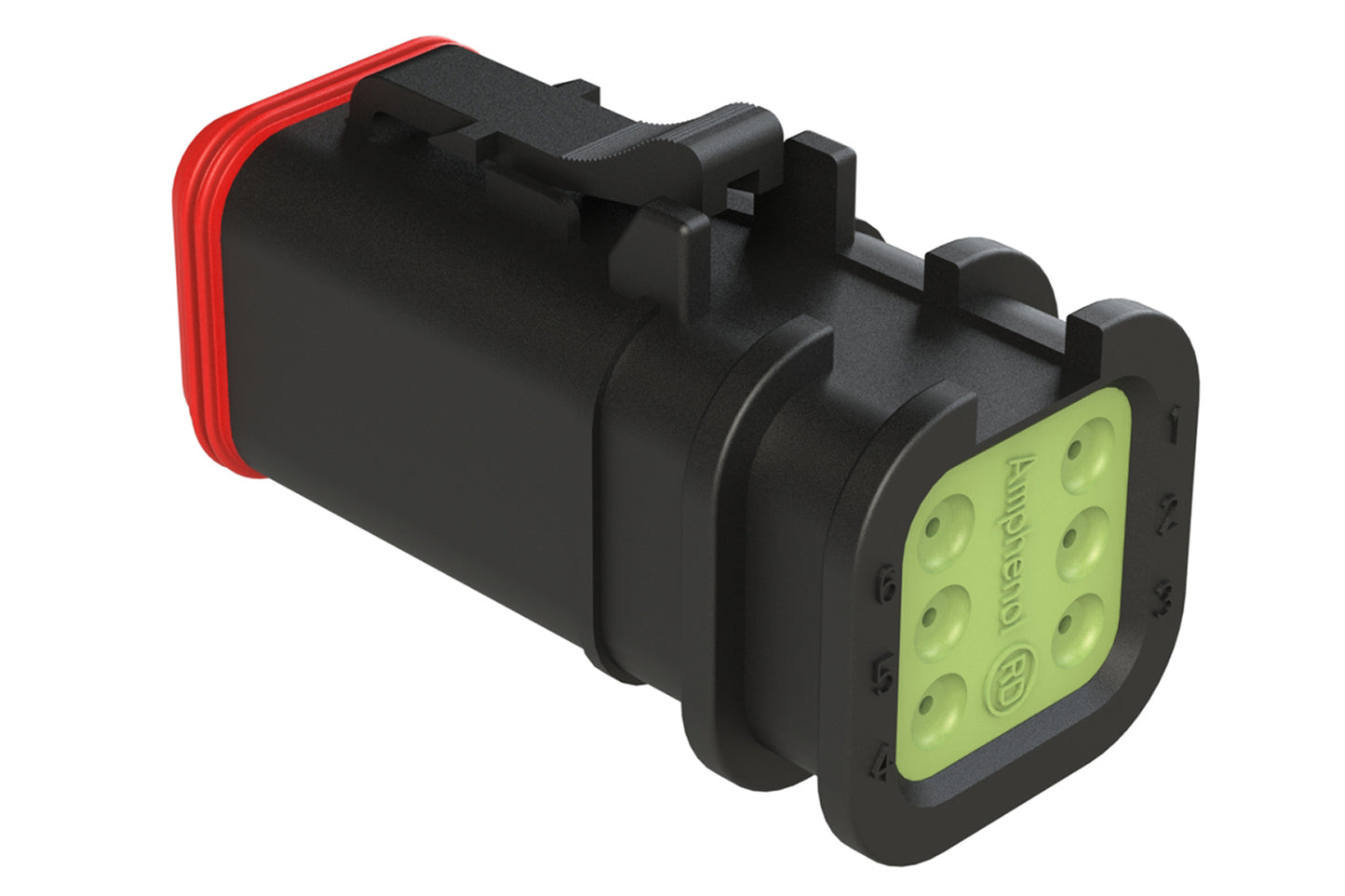 AT06-6S-OMRDBLK 6 Position Overmolded Plug, Socket, Reduced Seal, Black