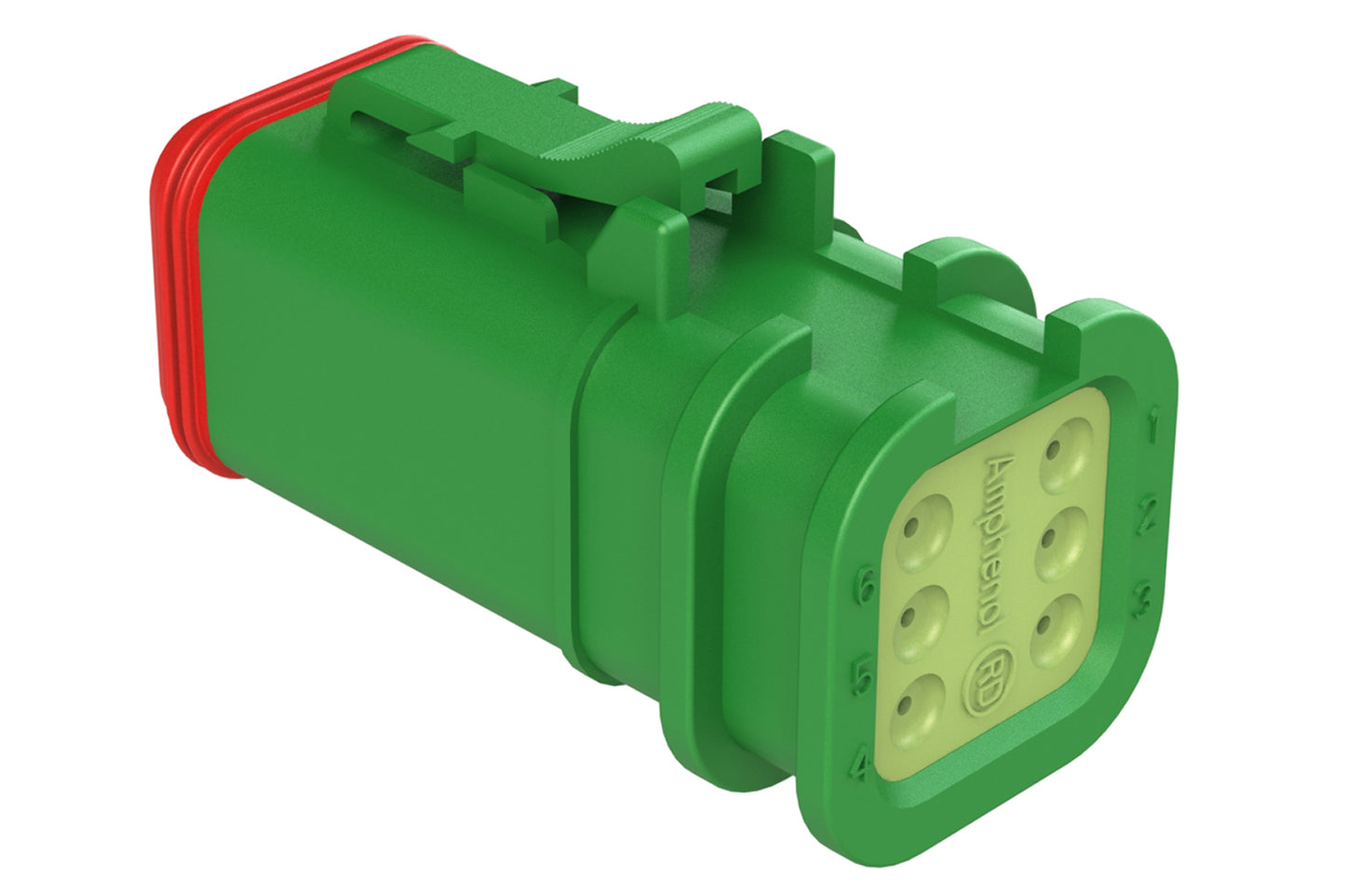 AT06-6S-OMRDGRN 6 Position Overmolded Plug, Socket, Reduced Seal, Green