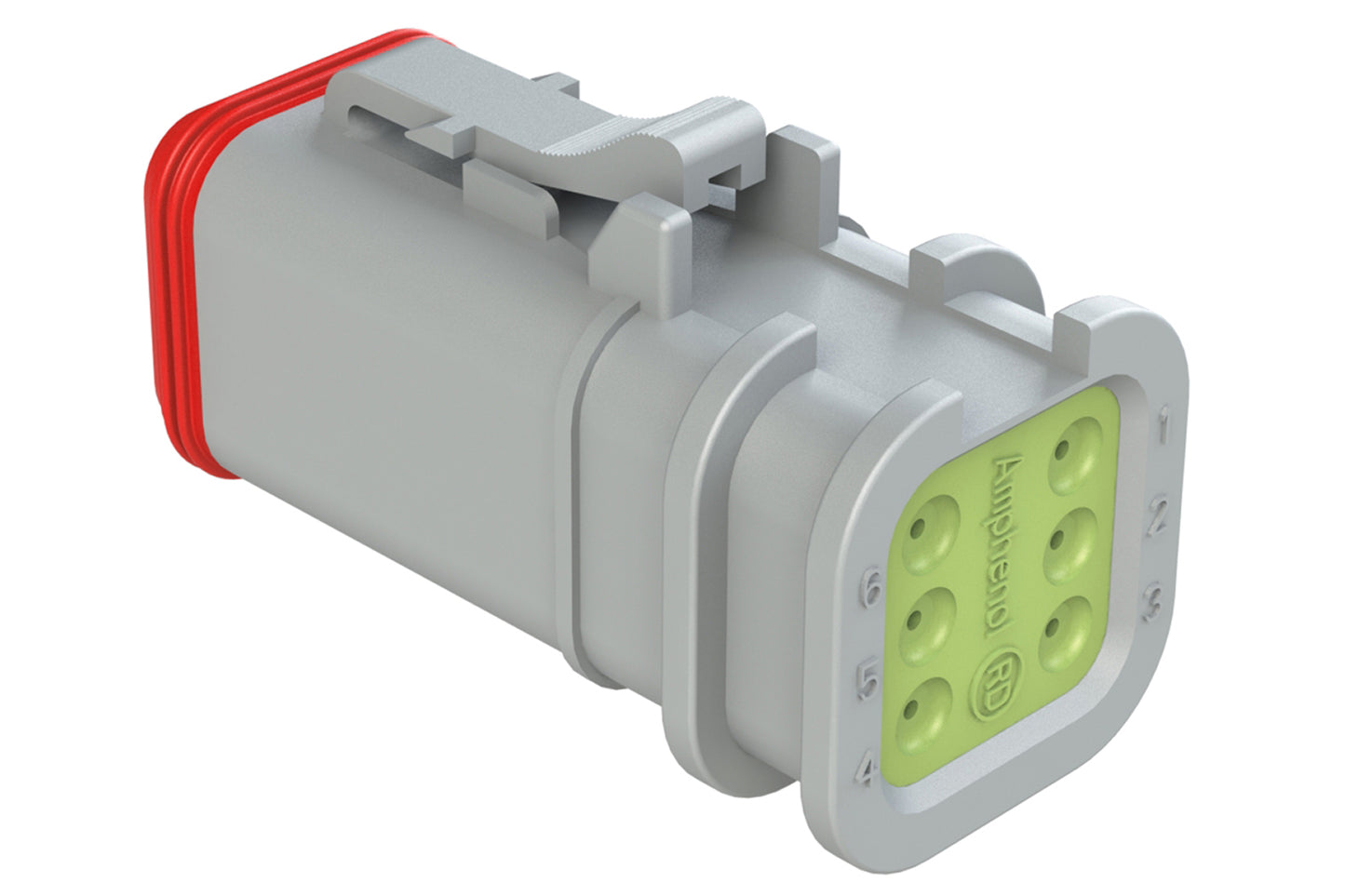 AT06-6S-OMRDGRY 6 Position Overmolded Plug, Socket, Reduced Seal, Grey