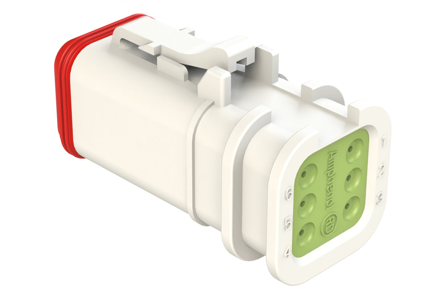 AT06-6S-OMRDWHT 6 Position Overmolded Plug, Socket, Reduced Seal, White