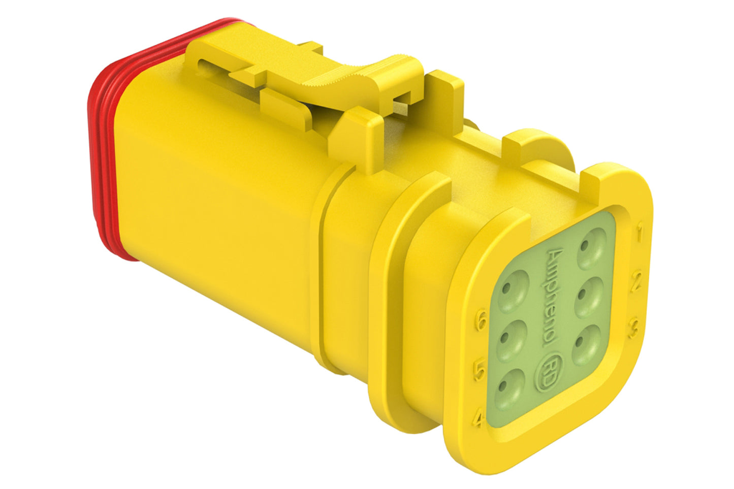 AT06-6S-OMRDYEL 6 Position Overmolded Plug, Socket, Reduced Seal, Yellow