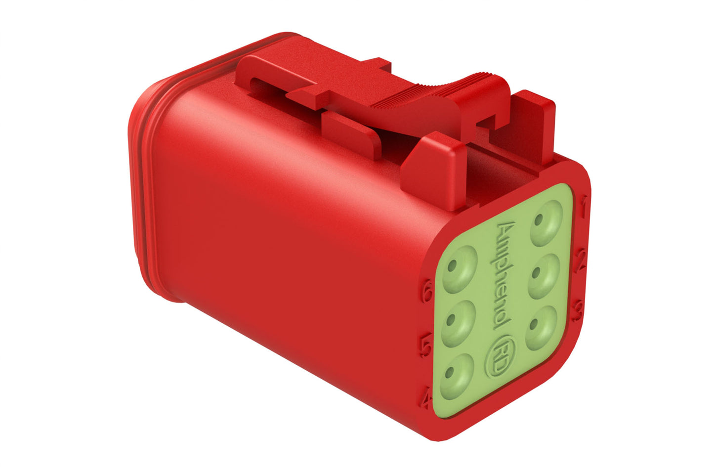 AT06-6S-RD01RED 6-Way Plug, Black Female Connector with Reduced Diameter Seal (E-Seal), Red