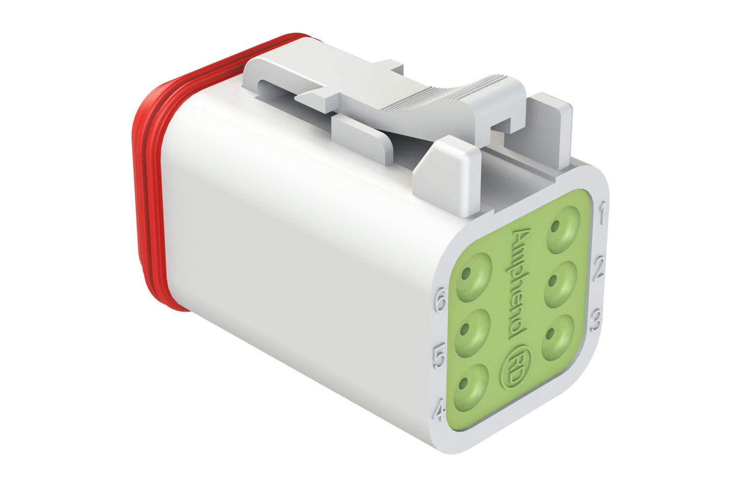 AT06-6S-RD01WHT 6-Way Plug, Black Female Connector with Reduced Diameter Seal (E-Seal), White