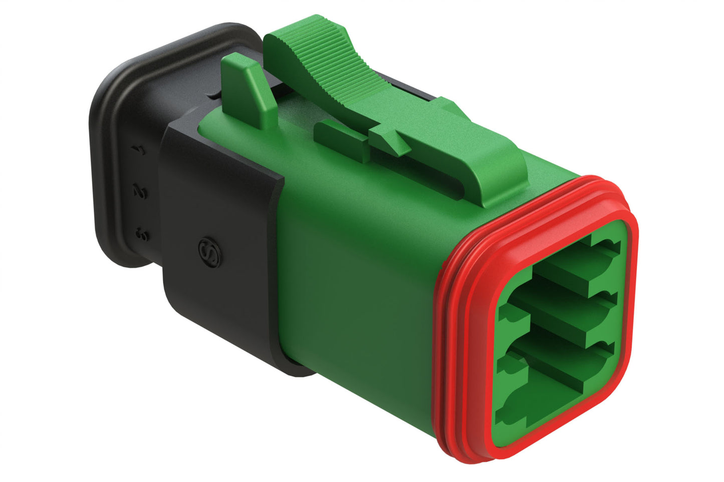 AT06-6S-SR01GRN 6-Way Plug Female Connector with Strain Relief Endcap, Standard Seal, Green