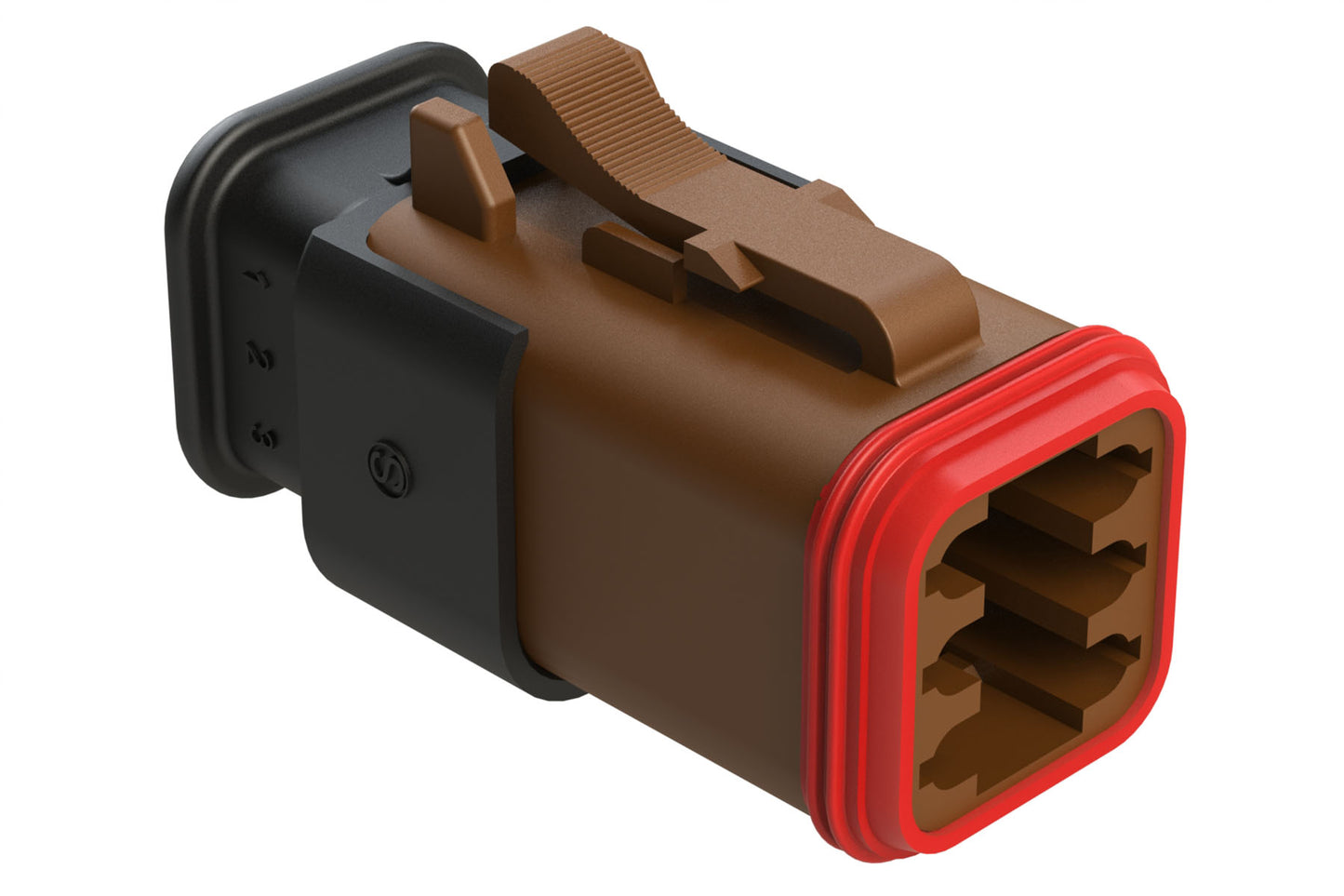 AT06-6S-SR02BRN 6-Way Plug Female Connector with Reduced Diameter Seal, Strain Relief Endcap, Brown
