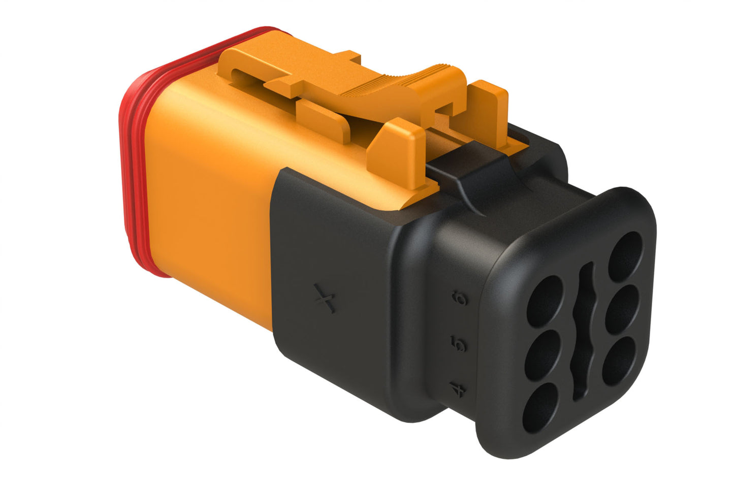 AT06-6S-SR02ORG 6-Way Plug Female Connector with Reduced Diameter Seal, Strain Relief Endcap, Orange