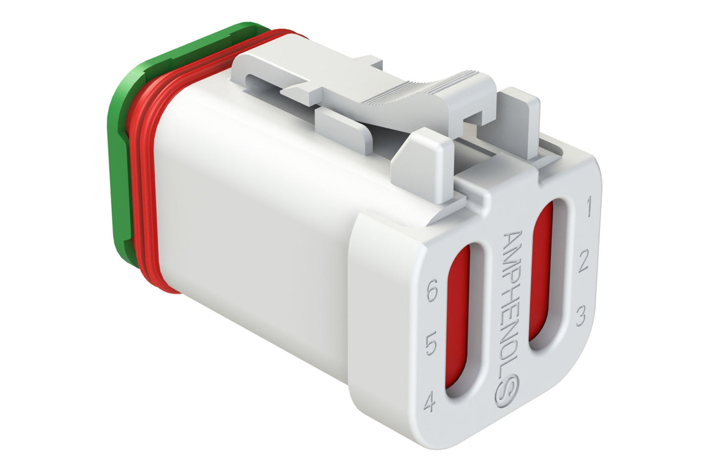 AT06-6S-SS01WHT 6-Way Plug, Female Connector with Solid Rear Grommet and Endcap, Wedgelock included, White