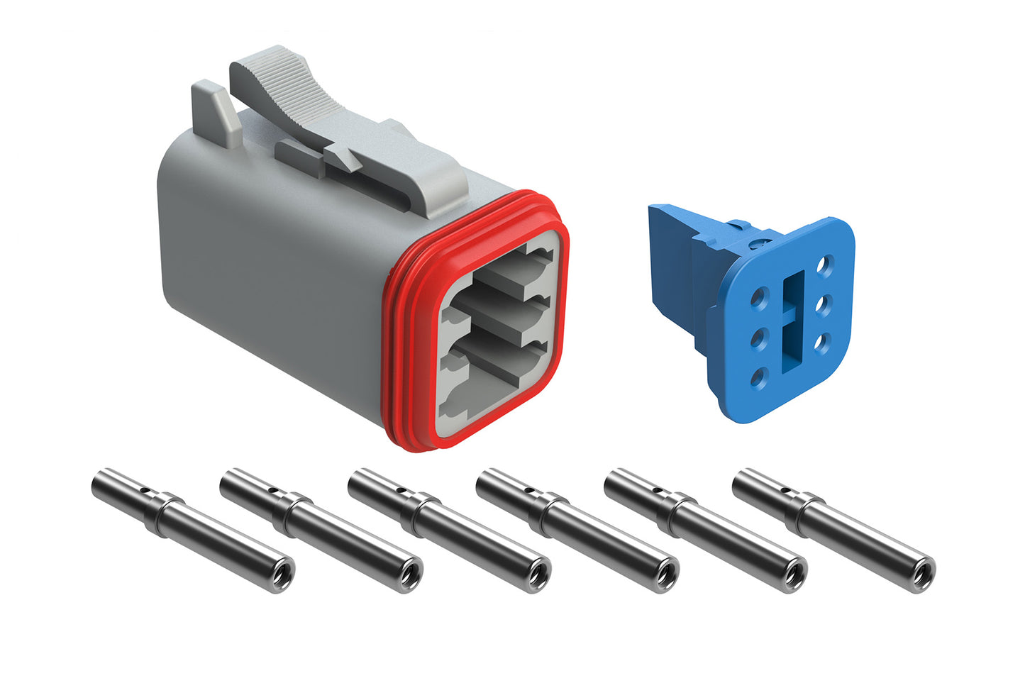 AT06-6S2-KIT01 6 Position Plug, Kit, Blue Wedgelock and Socket Contacts Included