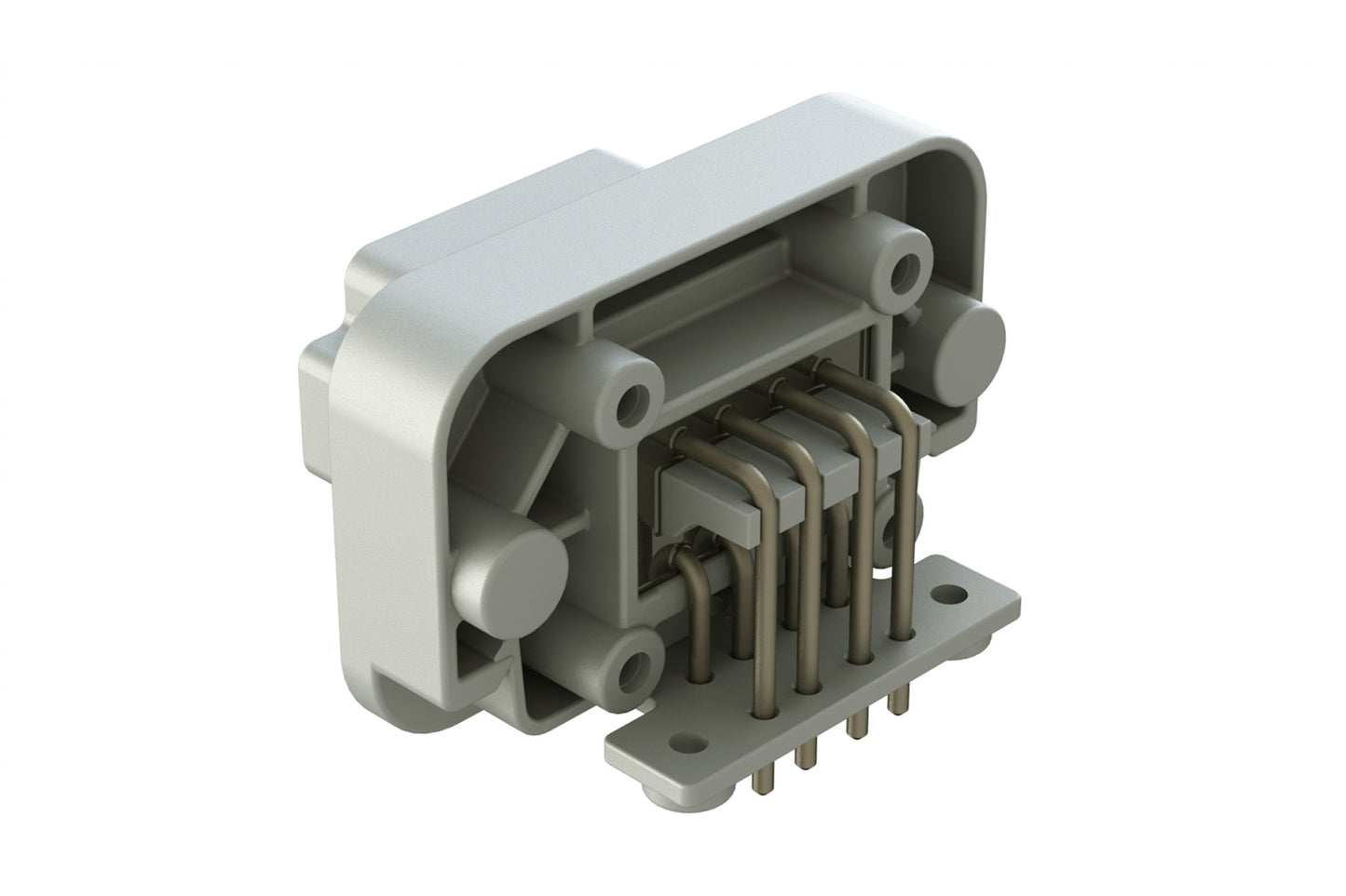 AT13-08PA-BM04 8 Position Right Angle Flange Mount PCB Receptacle, Potted, Grey, Tin Plated Contacts Included. Keyed A