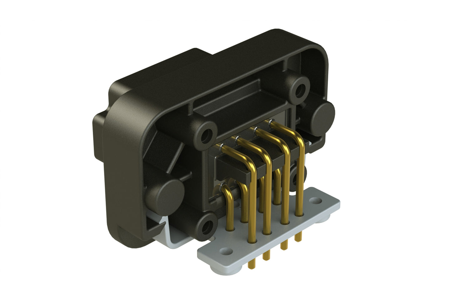 AT13-08PB-BM02 8 Position Right Angle Flange Mount PCB Receptacle, Potted, Black, Gold Plated Contacts Included. Keyed B
