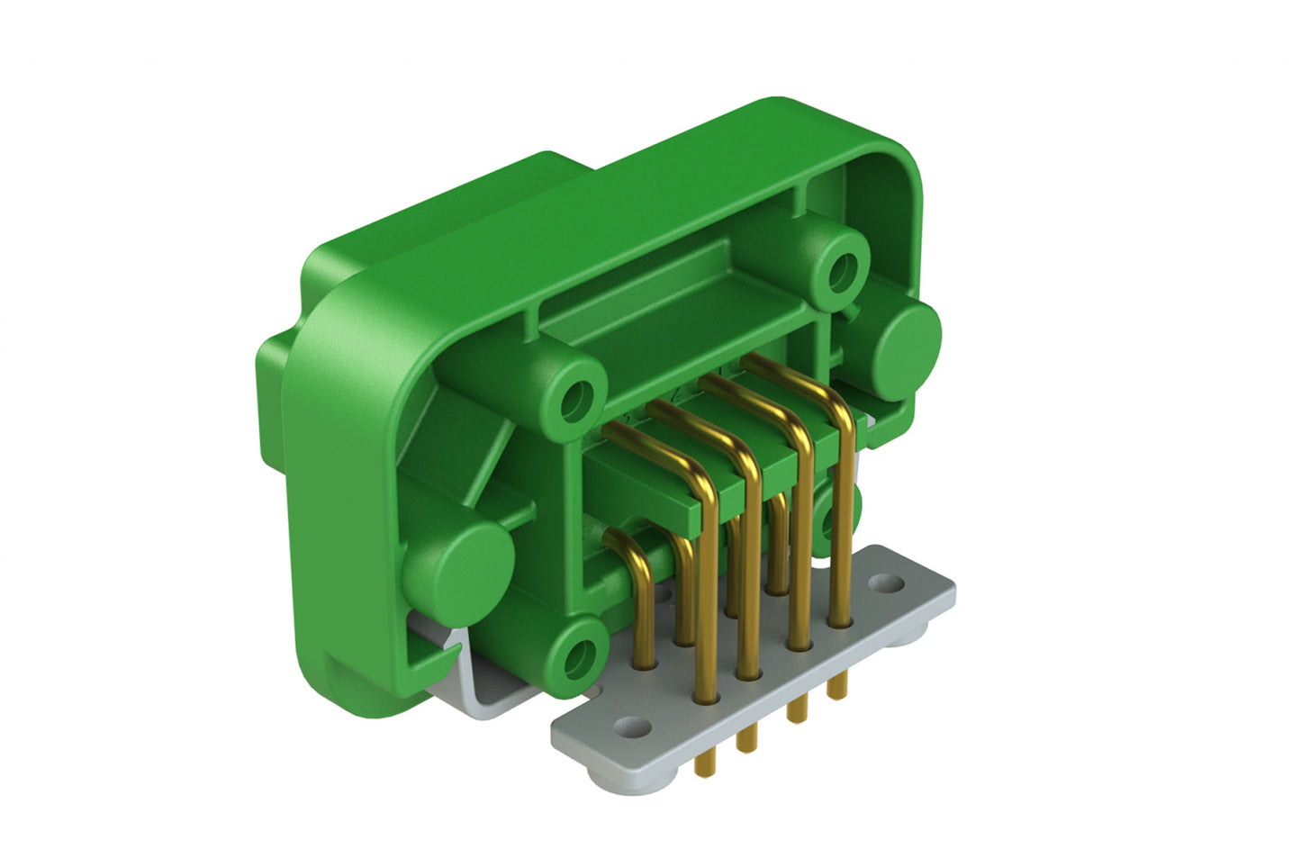 AT13-08PC-BM01 8 Position Right Angle Flange Mount PCB Receptacle, Green, Gold Plated Contacts Included. Keyed C