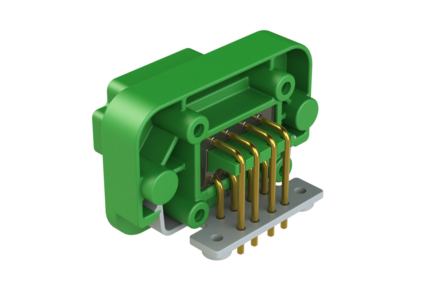 AT13-08PC-BM02 8 Position Right Angle Flange Mount PCB Receptacle, Potted, Green, Gold Plated Contacts Included. Keyed C