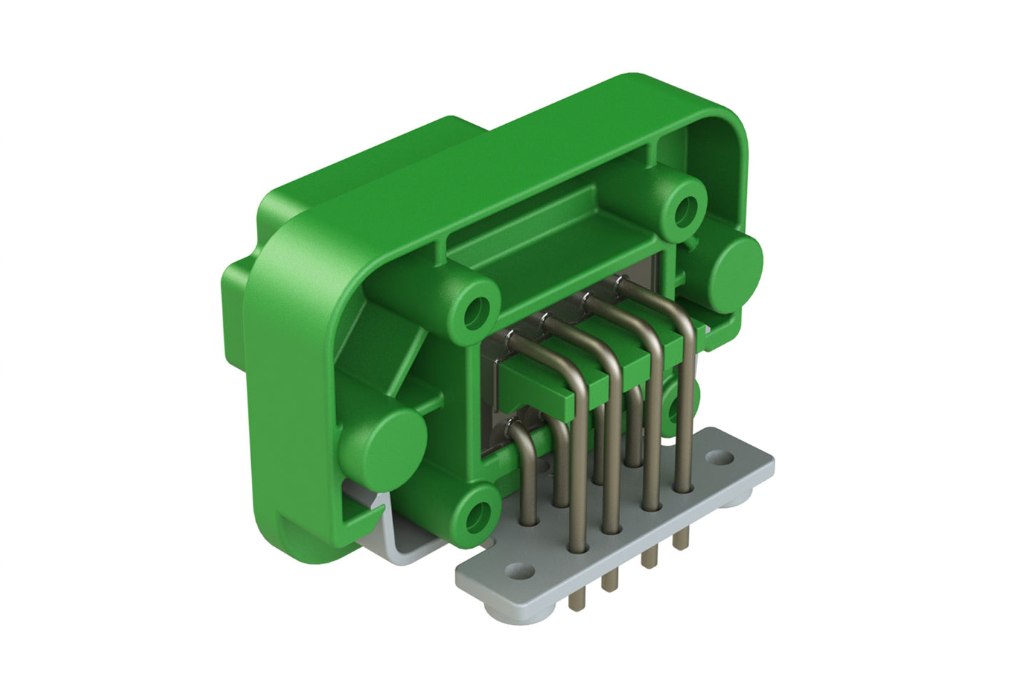 AT13-08PC-BM04 8 Position Right Angle Flange Mount PCB Receptacle, Potted, Green, Tin Plated Contacts Included. Keyed C