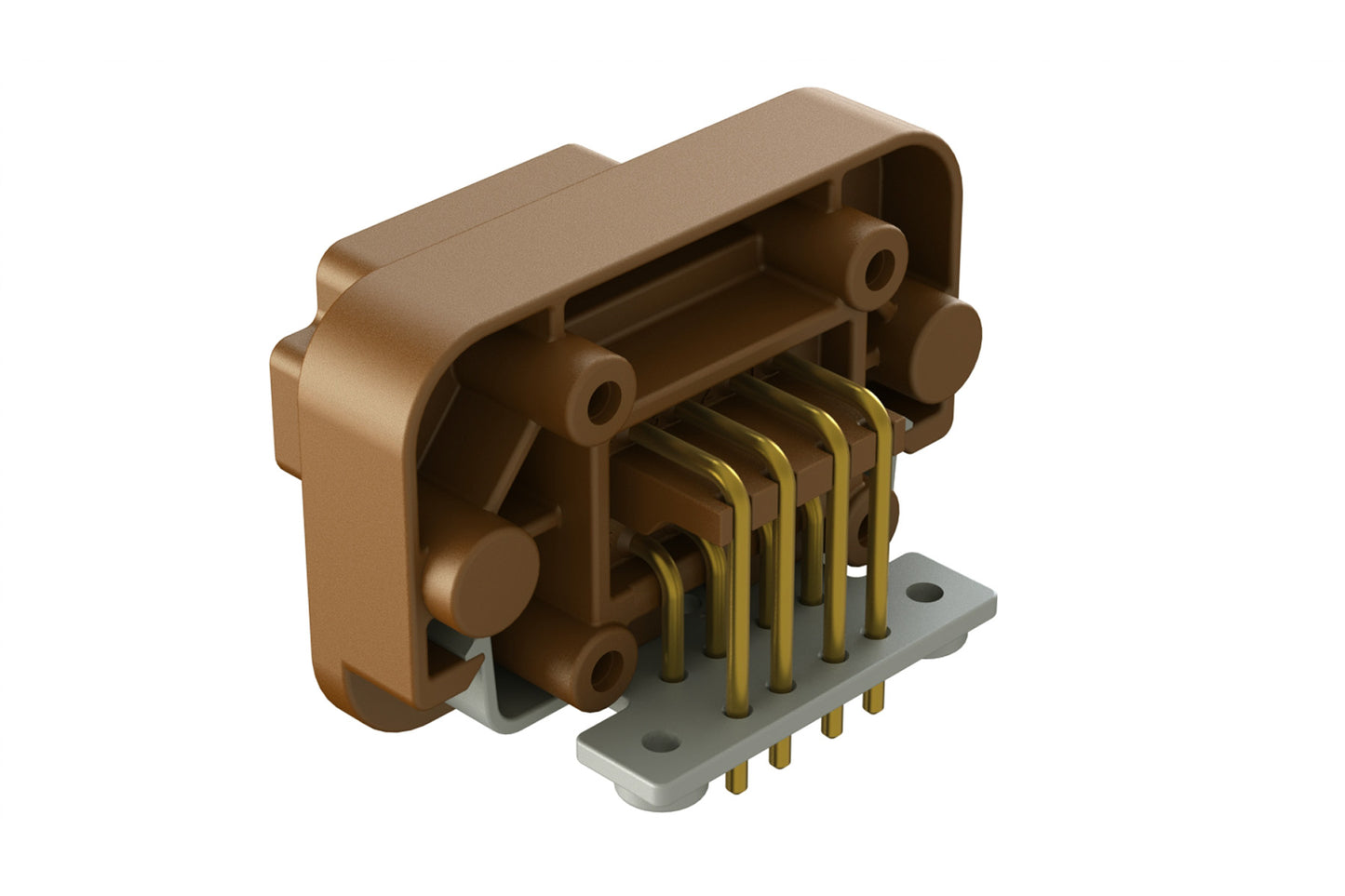 AT13-08PD-BM01 8 Position Right Angle Flange Mount PCB Receptacle, Brown, Gold Plated Contacts Included. Keyed D