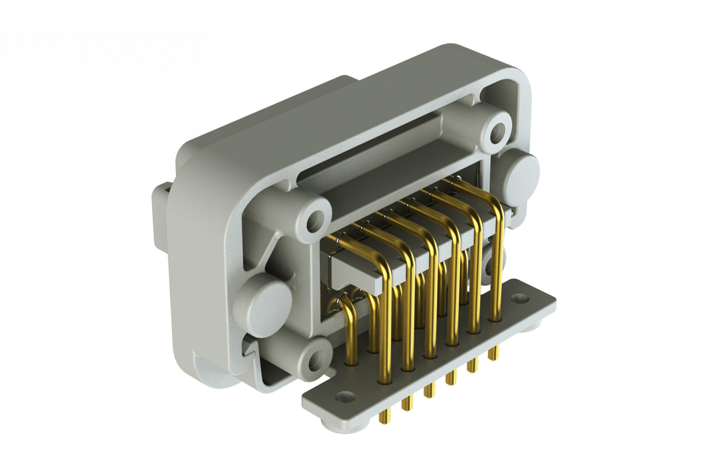 AT13-12PA-BM02 12 Position Right Angle Flange Mount PCB Receptacle, Potted, Grey, Gold Plated Contacts Included. Keyed A