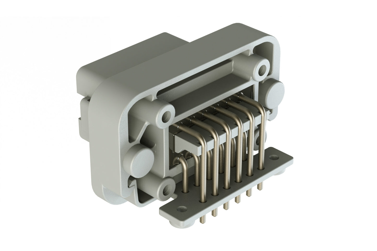 AT13-12PA-BM17 12 Position Right Angle Flange Mount PCB Receptacle, Potted, Grey, Tin Plated Contacts Included. Keyed A, Extended Length Shroud