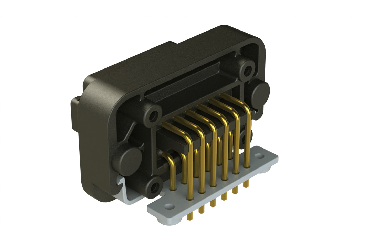 AT13-12PB-BM01 12 Position Right Angle Flange Mount PCB Receptacle, Black, Gold Plated Contacts Included. Keyed B. DT13-12PB-G003