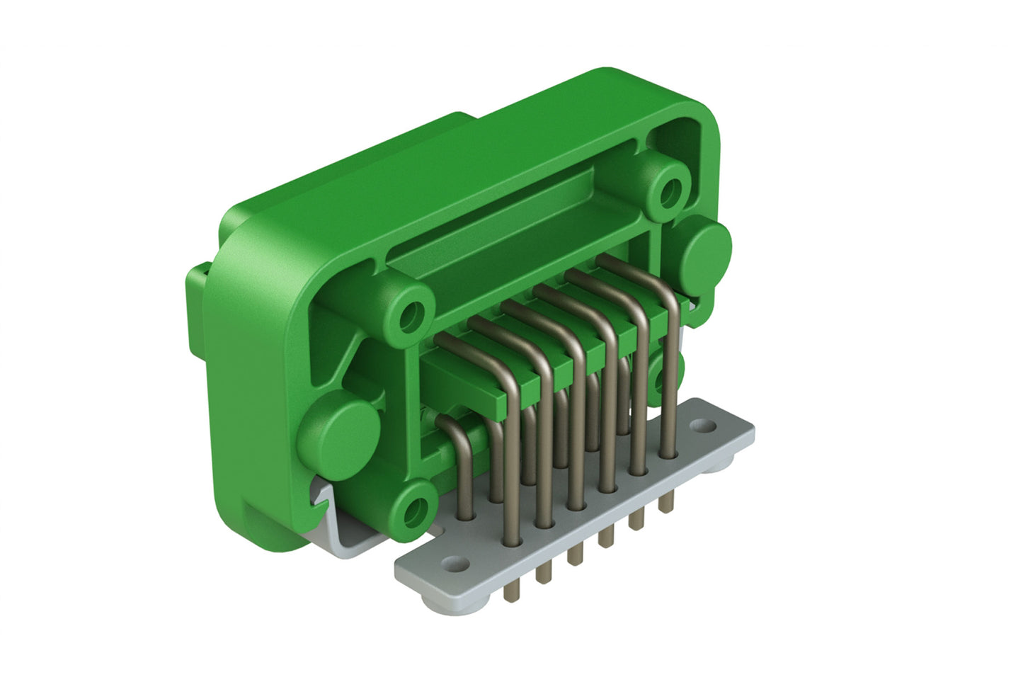 AT13-12PC-BM03 12 Position Right Angle Flange Mount PCB Receptacle, Green, Tin Plated Contacts Included. Keyed C. DT13-12PC