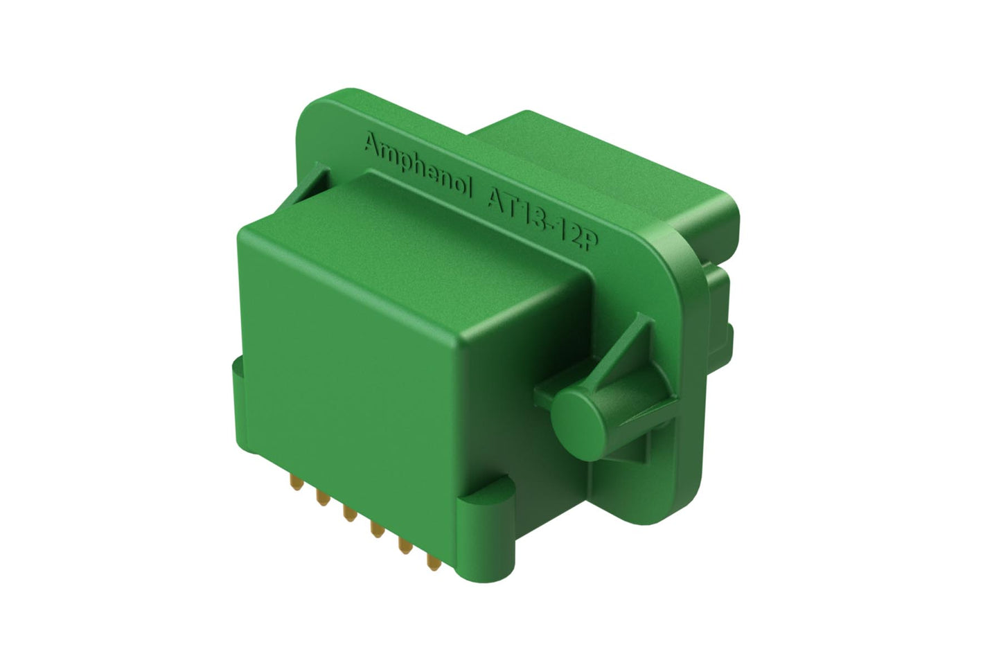 AT13-12PC-BM20CP 12 Position 90° Flange Mount PCB Receptacle. Gold Plated Contacts Included, Covered Rear Pins