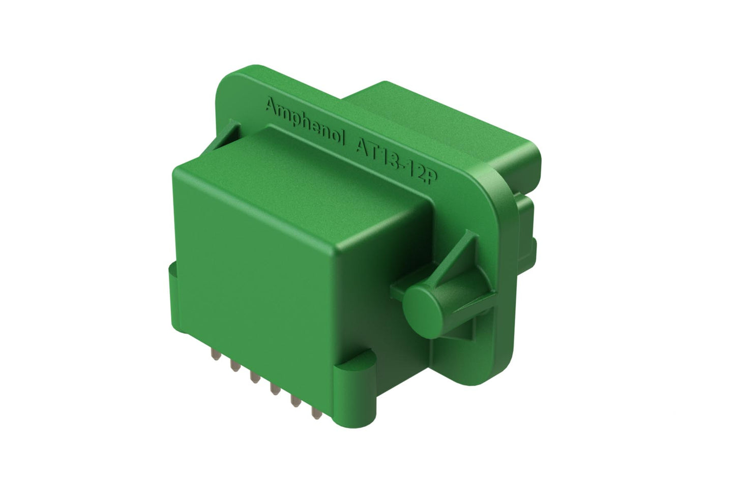 AT13-12PC-BM21CP 12 Position 90° Flange Mount PCB Receptacle. Tin Plated Contacts Included, Covered Rear Pins