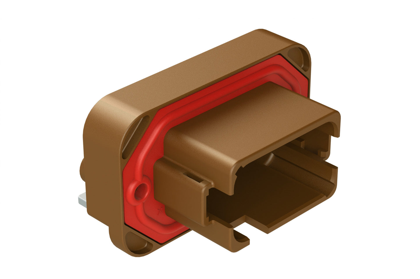 AT13-12PD-BM19 12 Position Right Angle Flange Mount PCB Receptacle, Potted, Brown, Tin Plated Contacts Included. Keyed D, Extended Length Shroud