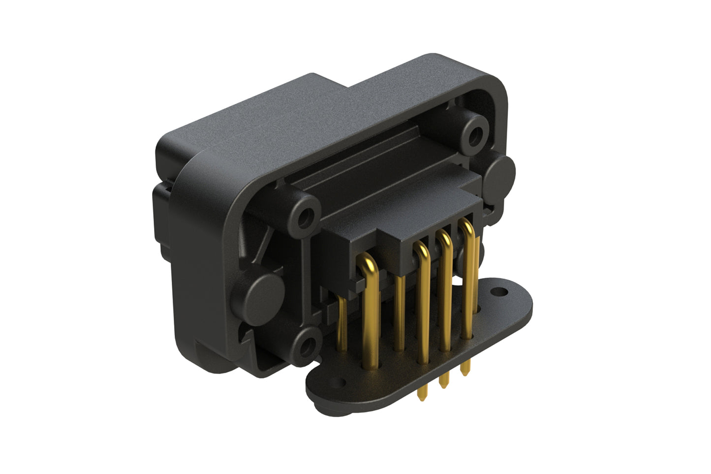 AT13-1612PB-BM01 13 Position PCB Receptacle with Flange, 90° Right Angle, Gold Plated, Self-Threading, Gasket, Black