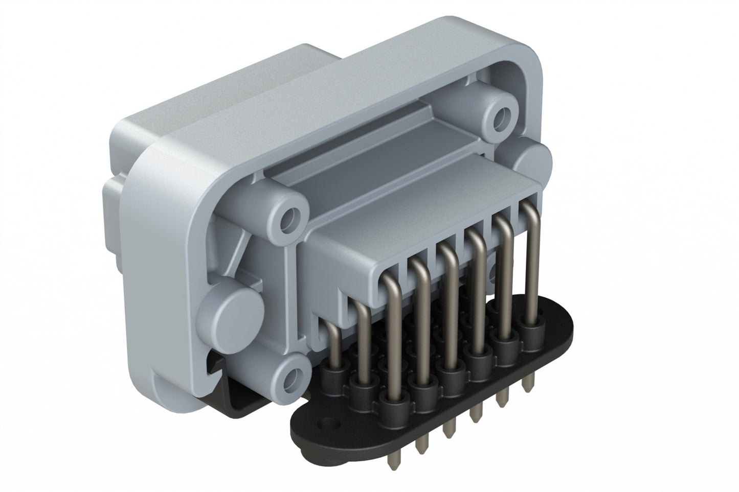 AT13-18PA-BM04GY 18 Position, Right Angle Flange Mount PCB Receptacle, Tin Plated Contacts Included, Potted, Keyed A, Grey