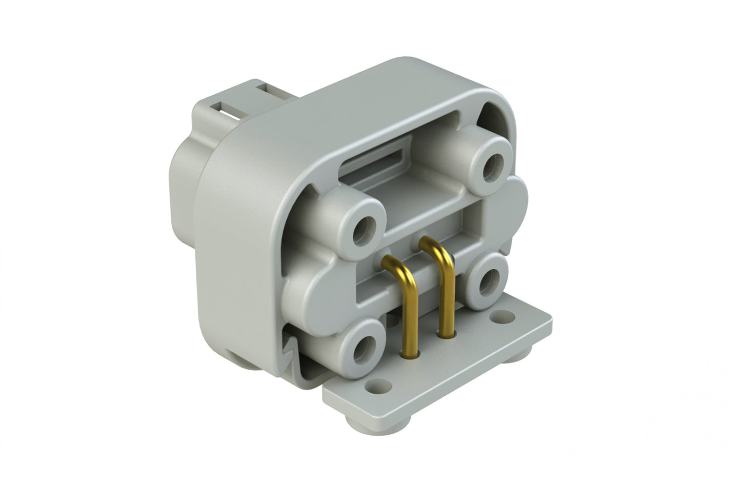 AT13-2P-BM01 2 Position Right Angle Flange Mount PCB Receptacle, Grey, Gold Plated Contacts Included