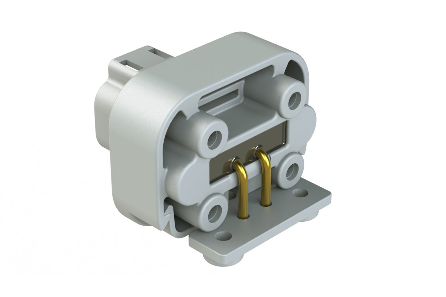 AT13-2P-BM02 2 Position Right Angle Flange Mount PCB Receptacle, Potted, Grey, Gold Plated Contacts Included
