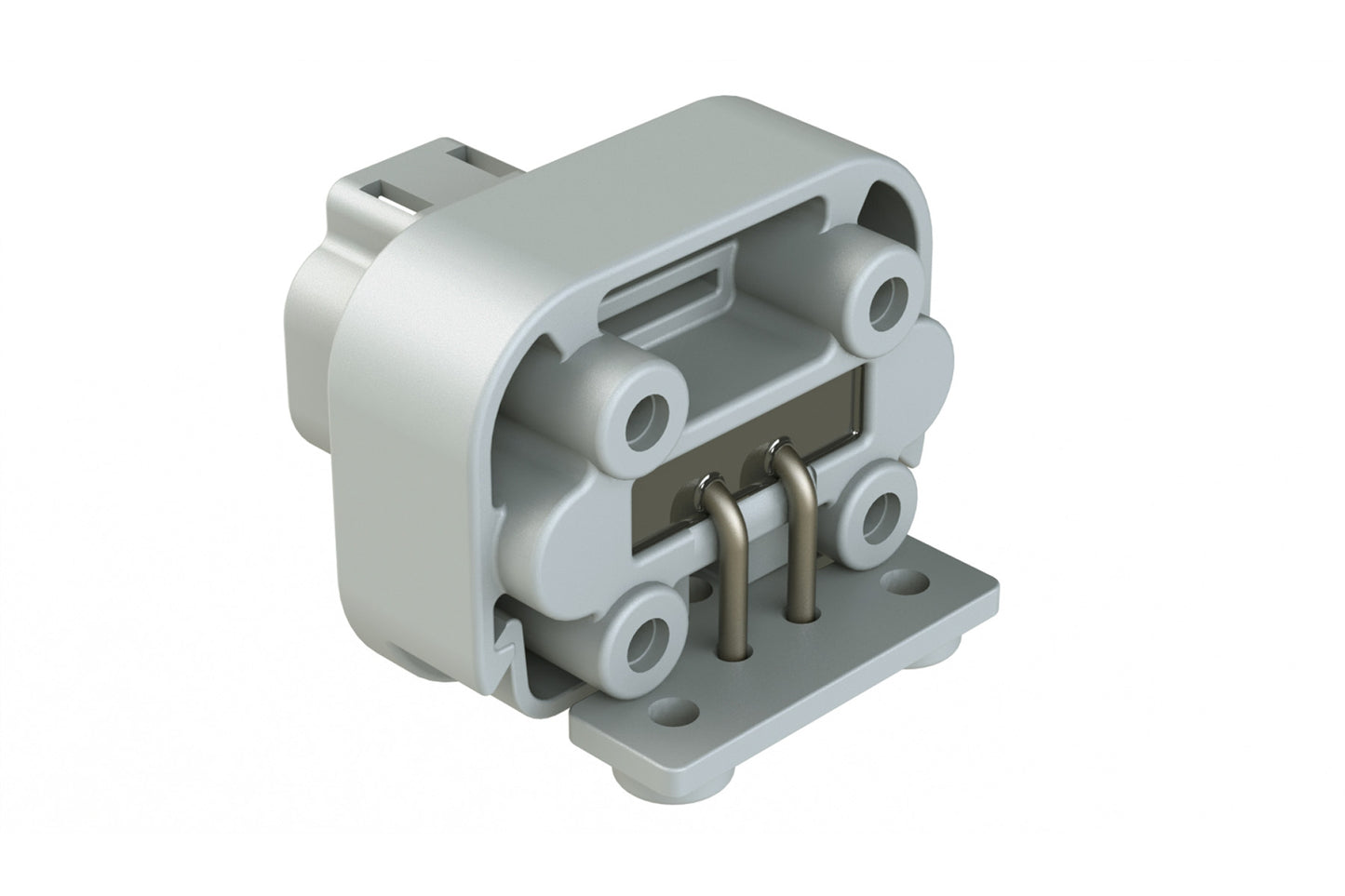 AT13-2P-BM04 2 Position Right Angle Flange Mount PCB Receptacle, Potted, Grey, Tin Plated Contacts Included
