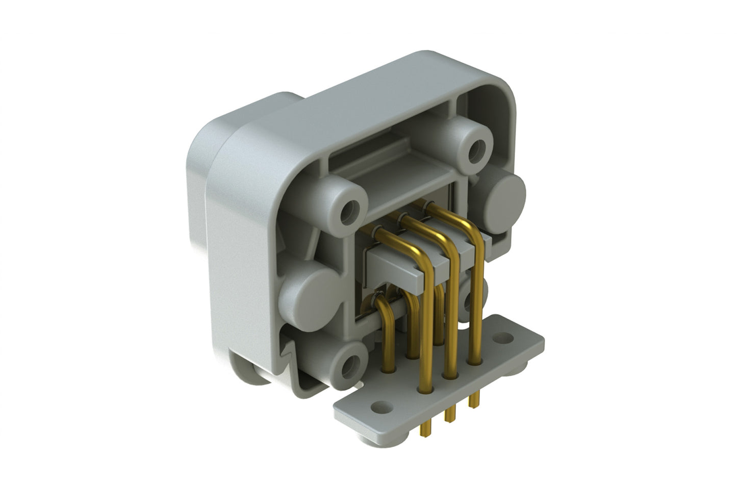AT13-6P-BM02GRY 6 Position Right Angle Flange Mount PCB Receptacle, Potted, Grey, Gold Plated Contacts Included