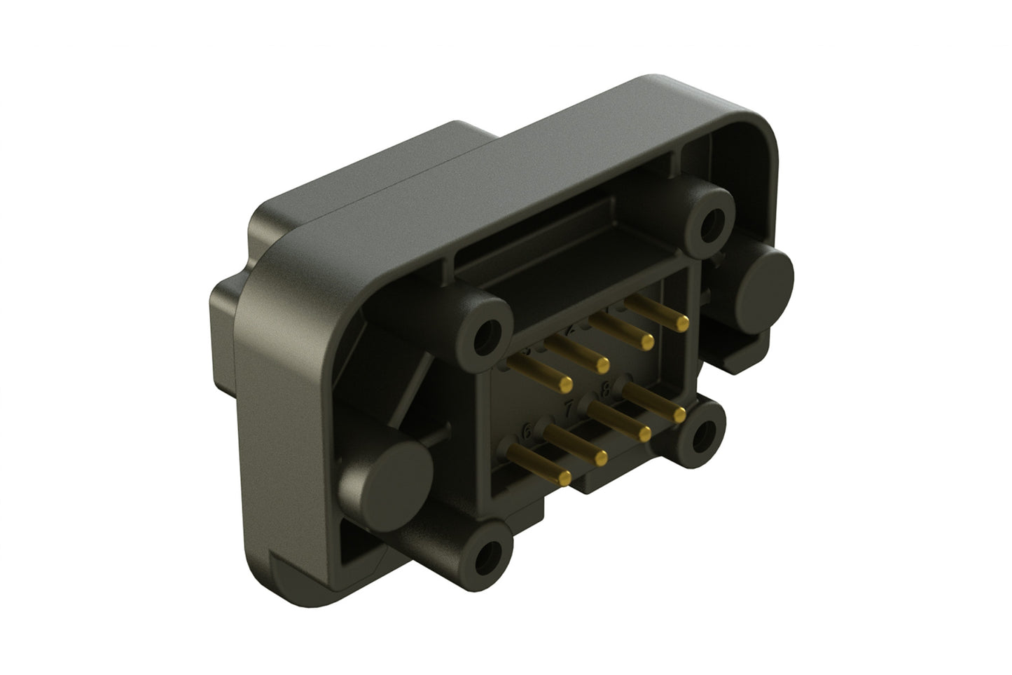 AT15-08PB-BM01 8 Position Flange Mount PCB Receptacle, Black, Gold Plated Contacts Included. Keyed B. DT15-08PB-G003