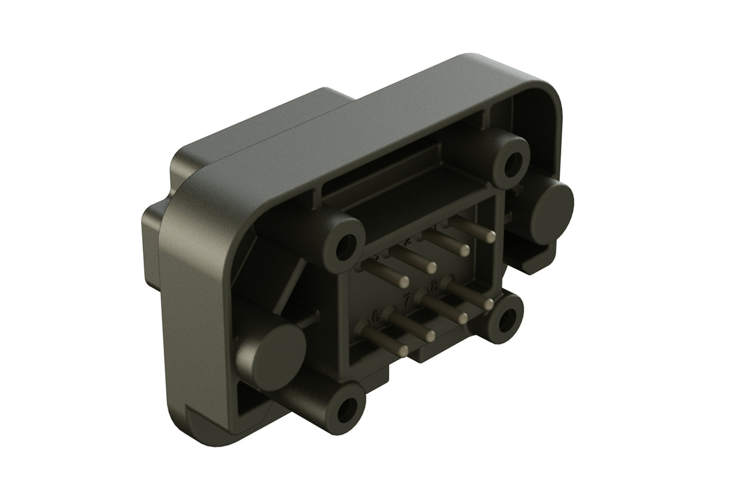 AT15-08PB-BM03 8 Position Flange Mount PCB Receptacle, Black, Tin Plated Contacts Included. Keyed B. DT15-08PB