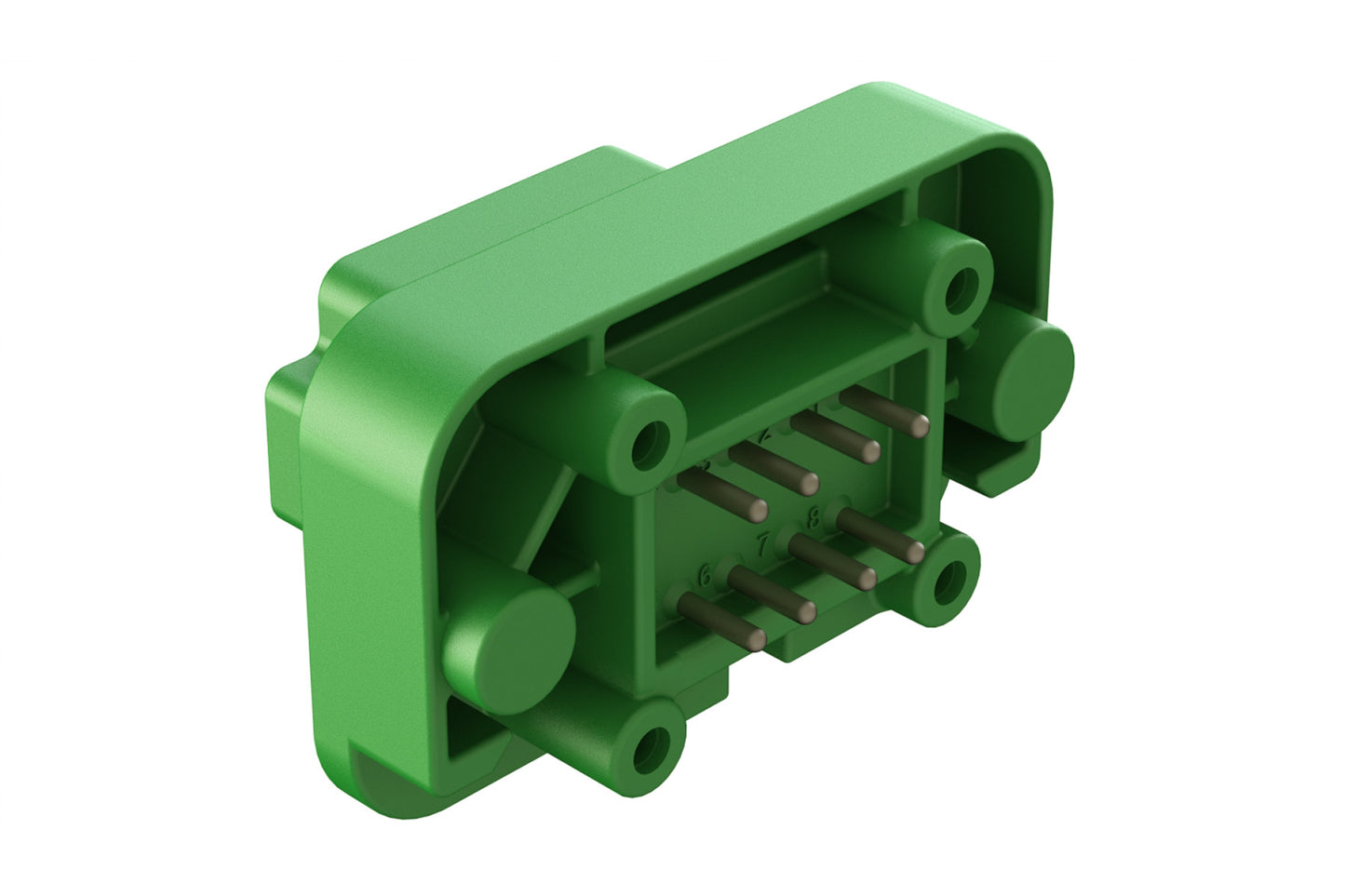 AT15-08PC-BM03 8 Position Flange Mount PCB Receptacle, Green, Tin Plated Contacts Included. Keyed C. DT15-08PC