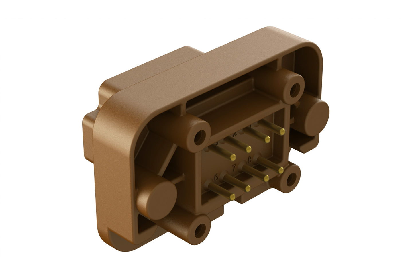 AT15-08PD-BM01 8 Position Flange Mount PCB Receptacle, Brown, Gold Plated Contacts Included. Keyed D