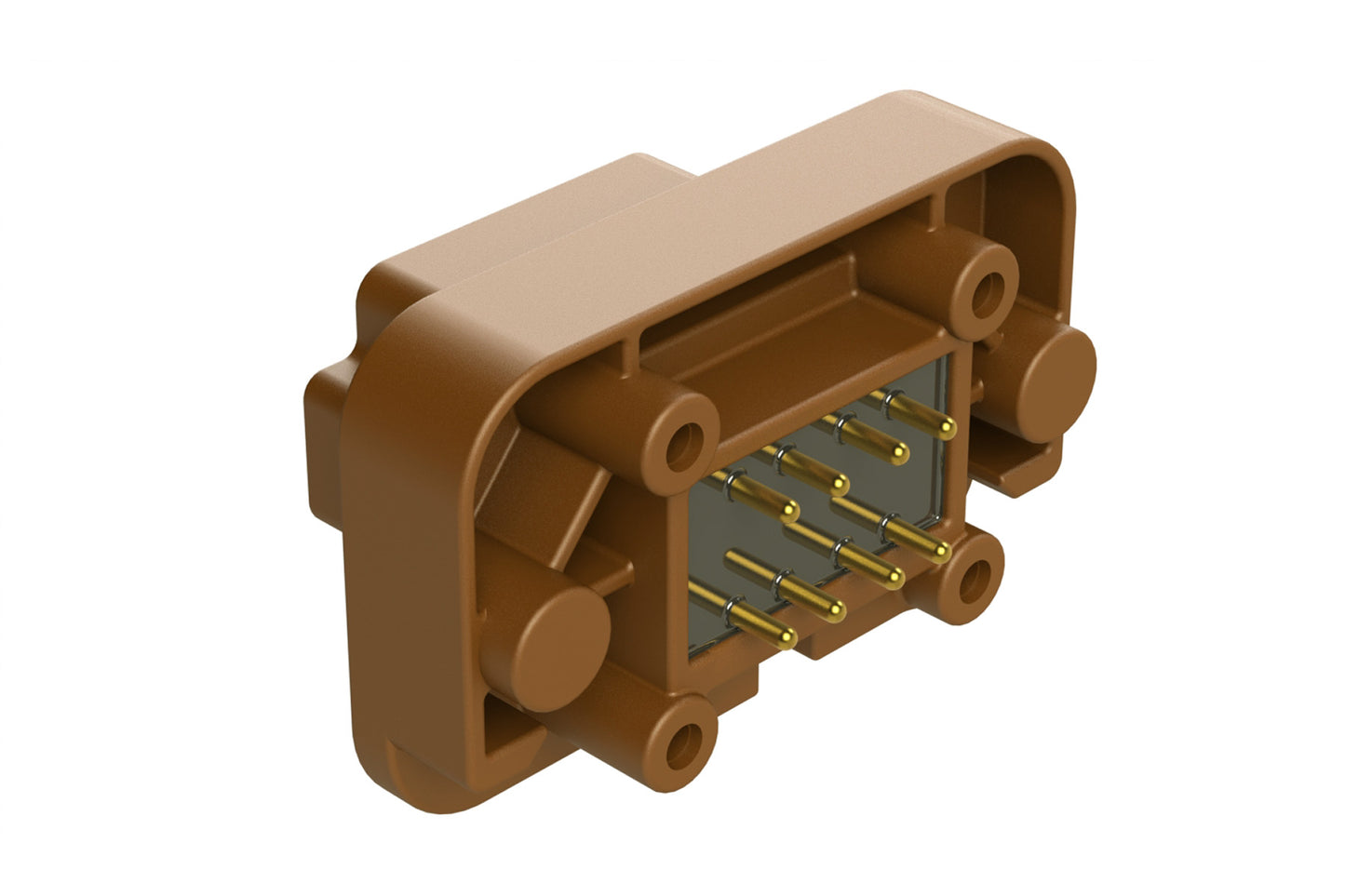 AT15-08PD-BM02 8 Position Flange Mount PCB Receptacle, Potted, Brown, Gold Plated Contacts Included. Keyed D