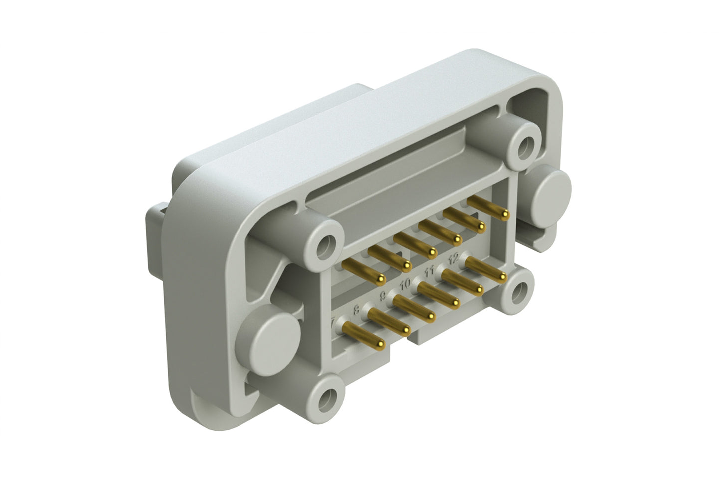 AT15-12PA-BM01 12 Position Flange Mount PCB Receptacle, Grey, Gold Plated Contacts Included. Keyed A. DT15-12PA-G003