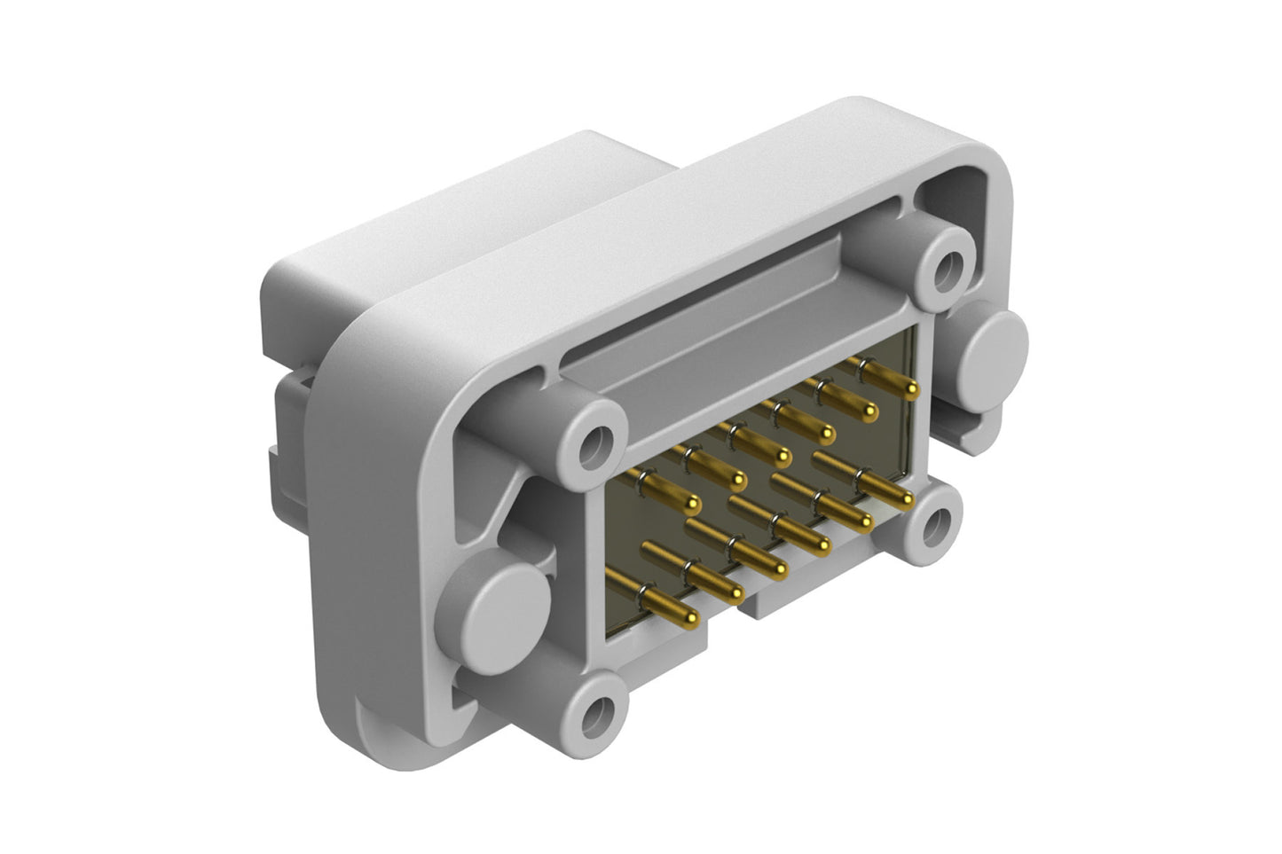 AT15-12PA-BM19 12 Position Flange Mount PCB Receptacle, Potted, Grey, Gold Plated Contacts Included. Keyed A
