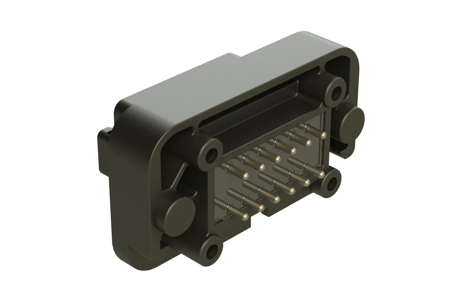 AT15-12PB-BM04 12 Position Flange Mount PCB Receptacle, Potted, Black, Tin Plated Contacts Included. Keyed B. DT15-12PB-B028