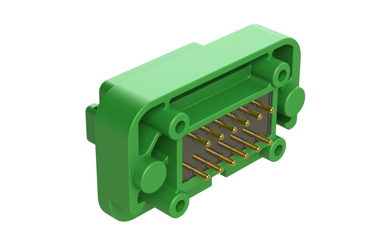 AT15-12PC-BM02 12 Position Flange Mount PCB Receptacle, Potted, Green, Gold Plated Contacts Included. Keyed C