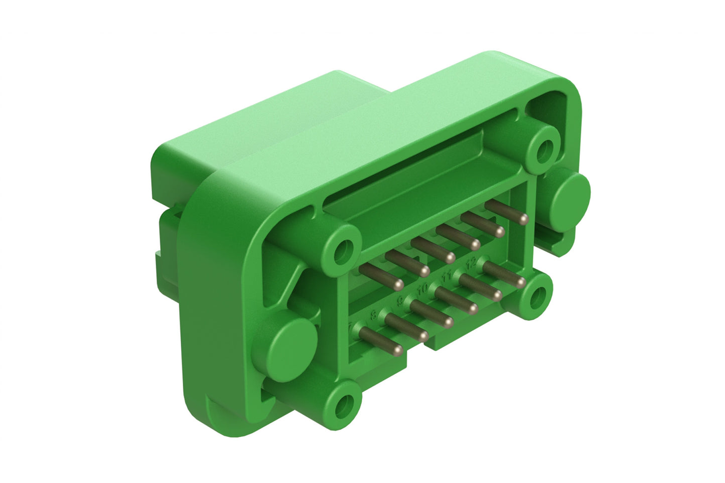 AT15-12PC-BM16 12 Position Flange Mount PCB Receptacle, Green, Tin Plated Contacts Included. Keyed C. DT15-12PC-B016