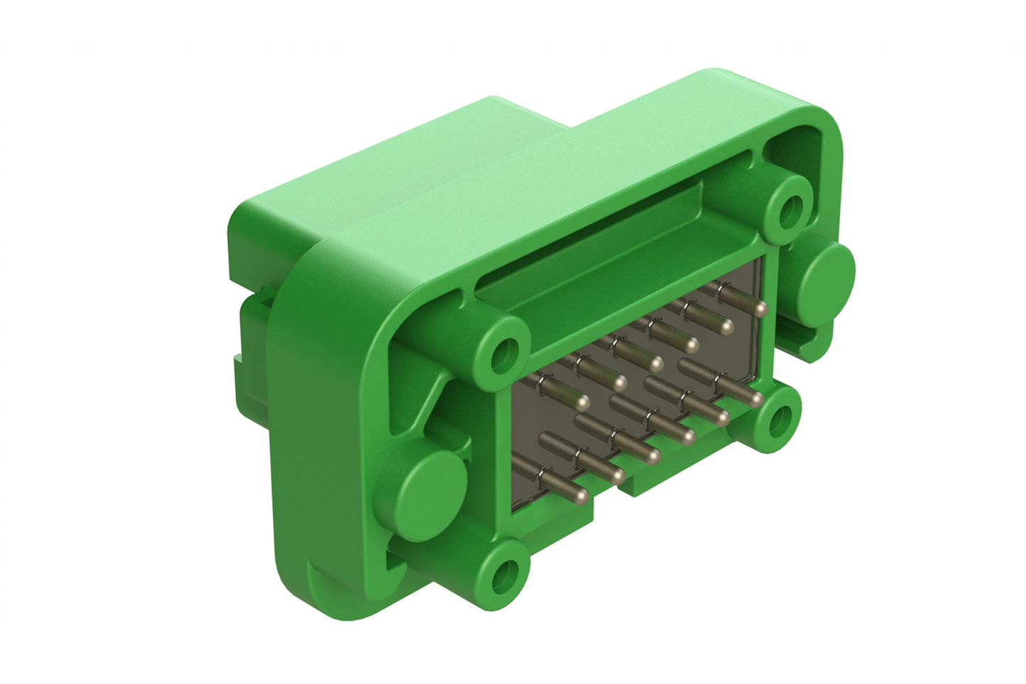 AT15-12PC-BM17 12 Position Flange Mount PCB Receptacle, Potted, Green, Tin Plated Contacts Included. Keyed C