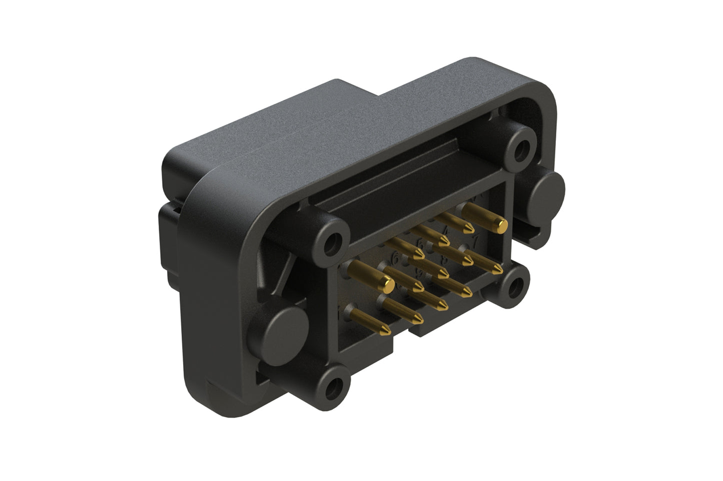 AT15-1612PB-BM02 13 Position PCB Receptacle with Flange, Gold Plated, Self-Threading, Gasket, Potted, Black