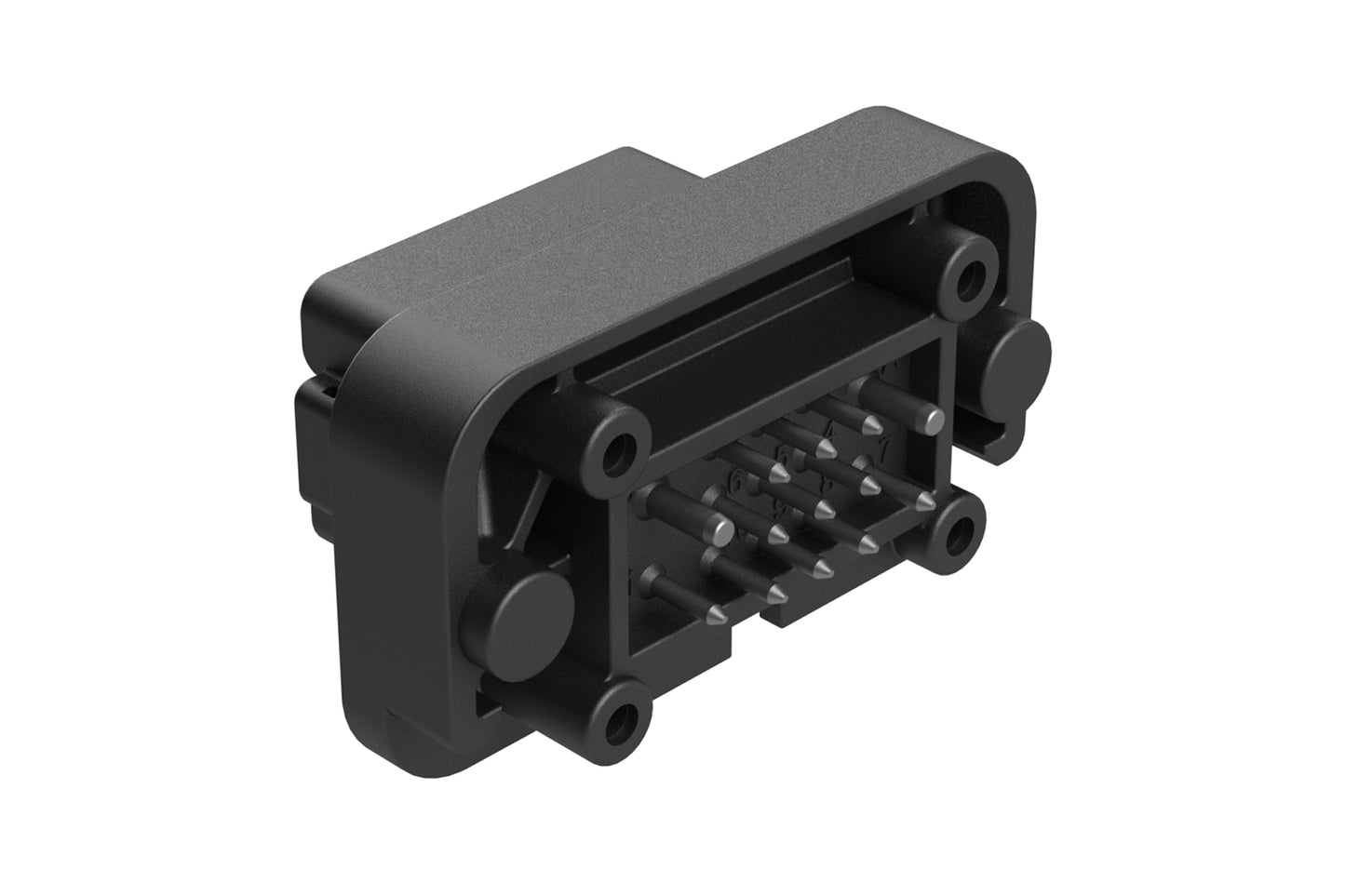 AT15-1612PB-BM04 13 Position PCB Receptacle with Flange, Tin Plated, Self-Threading, Gasket, Potted, Black