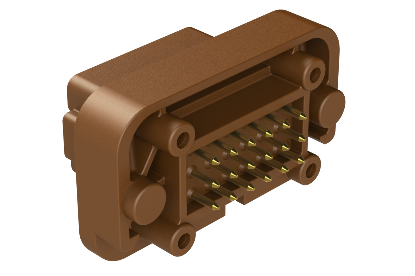 AT15-18PD-BM01BN 18 Position, Flange Mount PCB Receptacle, Gold Plated Contacts Included, Keyed D, Brown