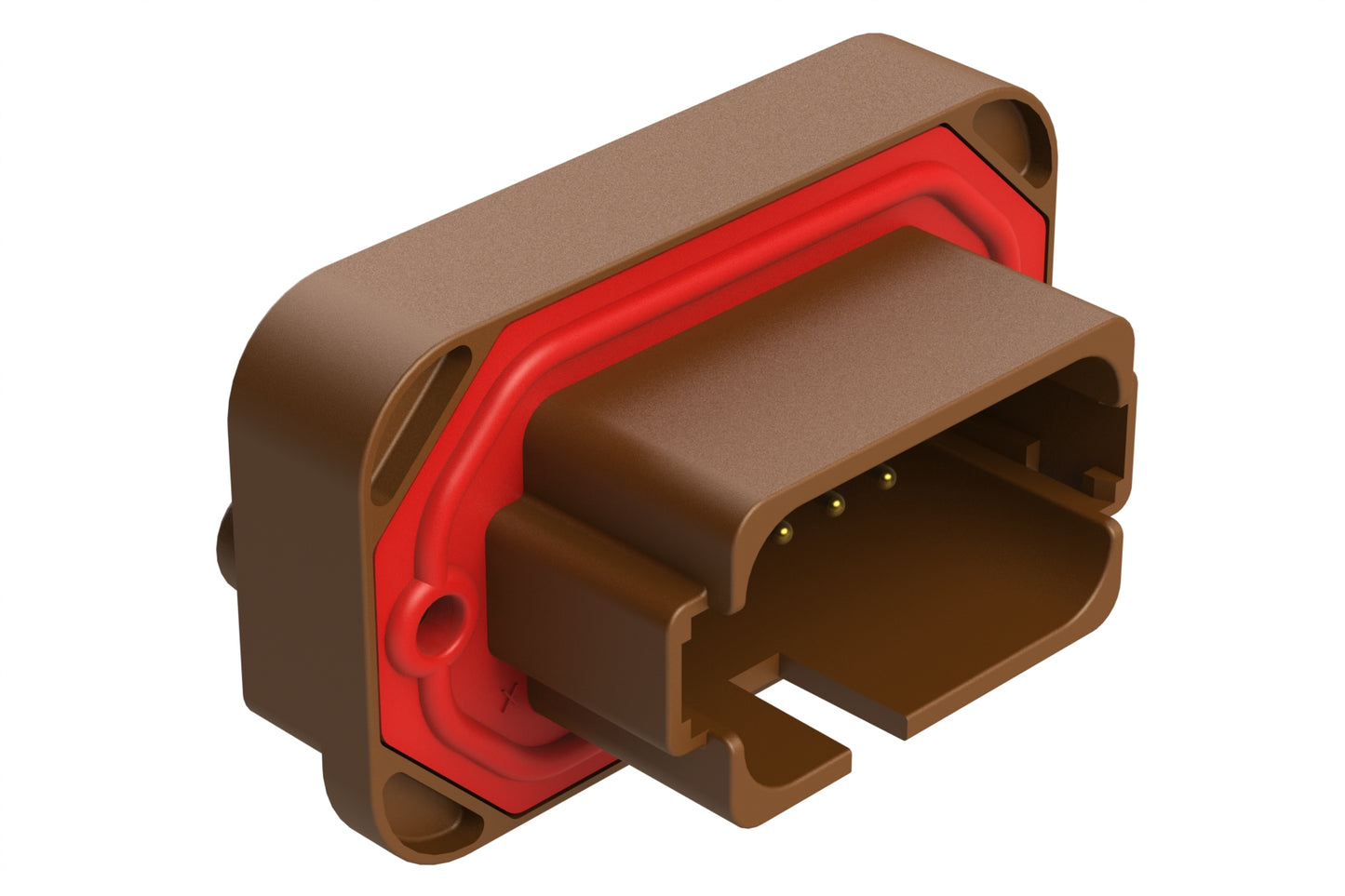 AT15-18PD-BM02BN 18 Position, Flange Mount PCB Receptacle, Gold Plated Contacts Included, Potted, Keyed D, Brown