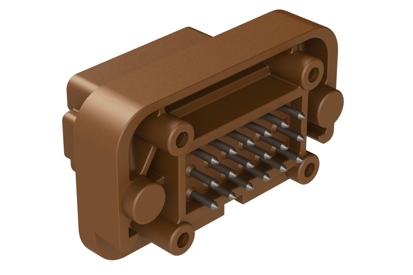 AT15-18PD-BM03BN 18 Position, Flange Mount PCB Receptacle, Tin Plated Contacts Included, Keyed D, Brown