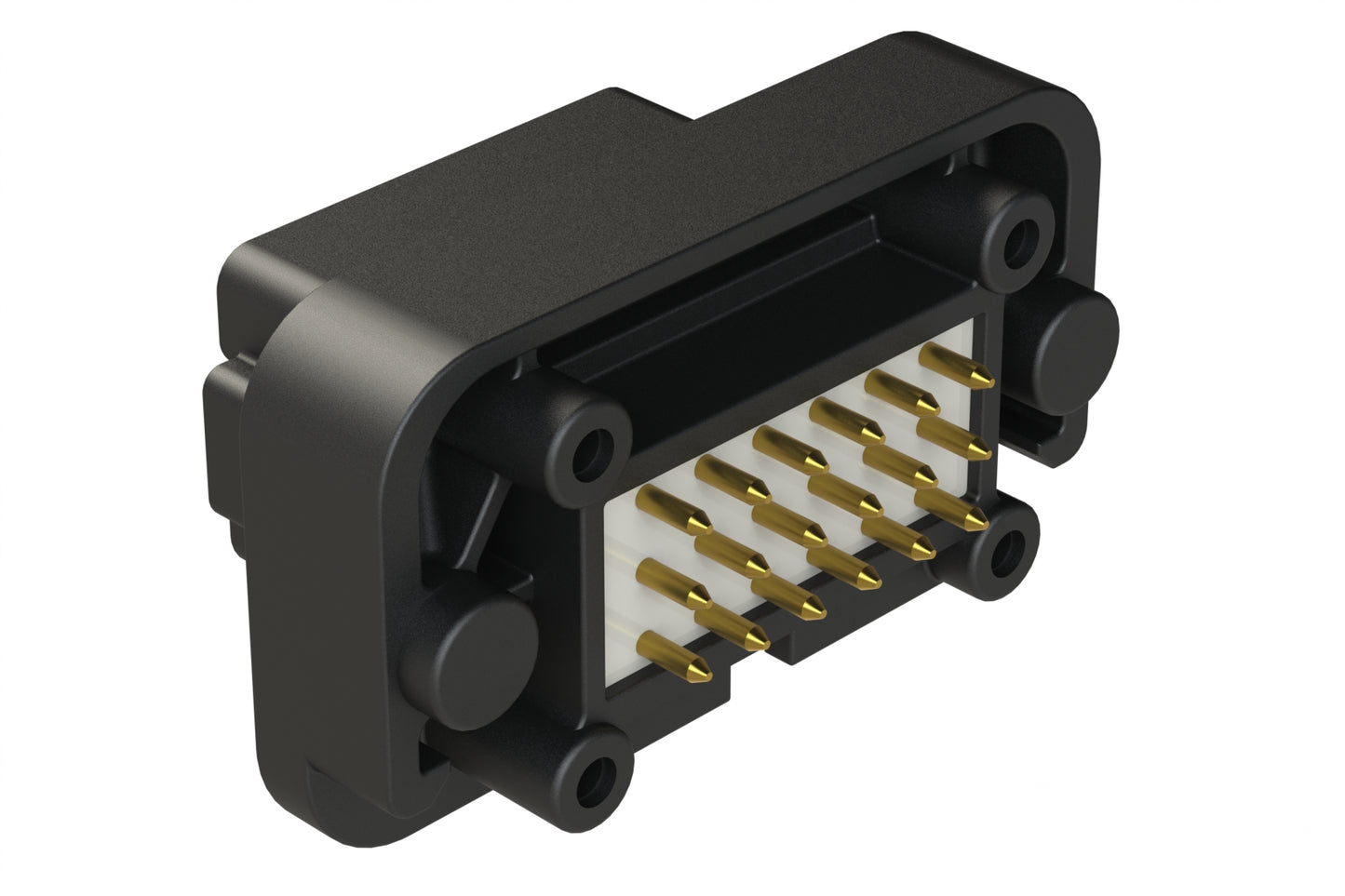 AT15-18PE-BM02BK 18 Position, Flange Mount PCB Receptacle, Gold Plated Contacts Included, Potted, Keyed E, Black